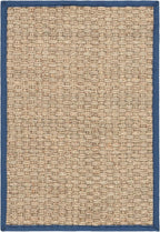 SAFAVIEH Natural Fiber Collection Area Rug - 2'3" x 4', Natural & Navy, Seagrass, Basketweave Pattern with Border (NF114T)