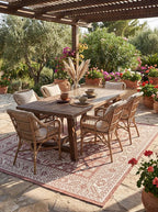 Rugs.com Outdoor Aztec Collection Rug – 5 Ft Square Rust Red Flatweave Rug Perfect for Living Rooms, Kitchens, Entryways