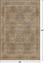 Vintage Brown 4x6 Area Rugs for Large Entryway, Bedroom Beside Rug, Kitchen, Mudroom, Non-Slip Low Pile Ultra Soft Stain Resistant Small Floral Carpet