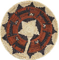 Grain Wares Boho 10-11 in Handwoven Date Palm Leaf Wall Basket Decor, Rustic Calico Pattern, Adhesive Strips Included, 1 Basket