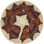 Grain Wares Boho 10-11 in Handwoven Date Palm Leaf Wall Basket Decor, Rustic Calico Pattern, Adhesive Strips Included, 1 Basket