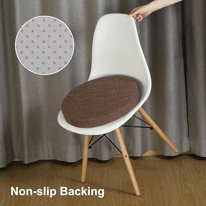 Tromlycs Round Chair Seat Cushion Pad 16 inch for Circle Bistro Chairs Non Slip Foam Cushion Brown