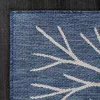 Washable Indoor Outdoor Rug 9x12 Modern Area Rugs Branch Pattern Non Shedding Waterproof Easy Clean Patio Deck Porch Living Room Bedroom Garden RV (9 X 12 Blue)