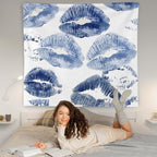WNAGT Trendy Black and White Kiss Lips Tapestry Wall Hanging, Funky Makeup Wall Decor, Fashion Aesthetic Wall Blanket Decor for Girls Room College Dorm Makeup Room Beauty Room, 50x60 Inch