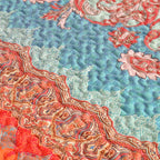 Exclusivo Mezcla 50"x 60" Quilted Throw Blanket- Microfiber Quilt Throw with Boho Striped Pattern, Reversible Teal and Orange Versatile Lap Quilt for All Seasons, Lightweight Throws for Bed/Couch/Sofa
