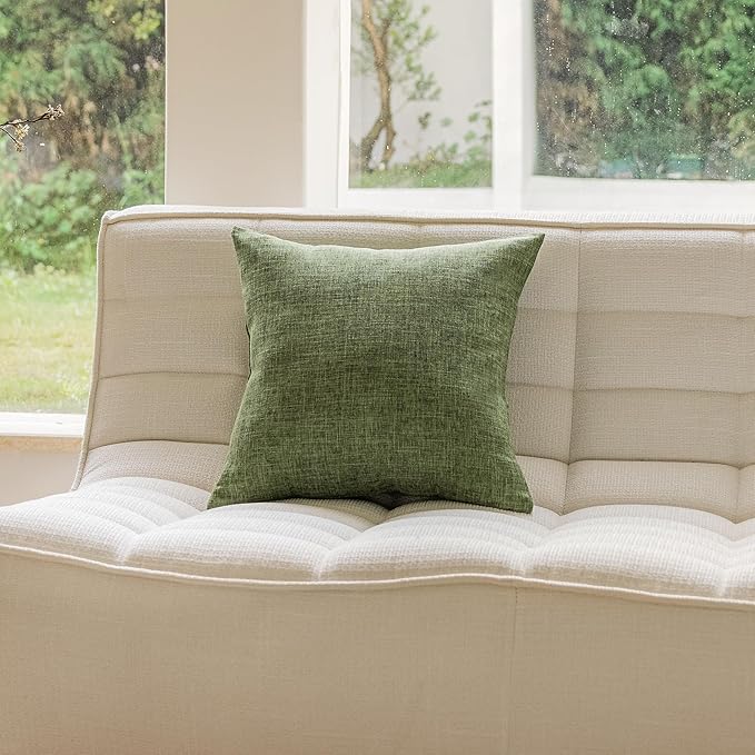 Home Brilliant Euro Sham 24x24 Linen Spring Pillow Cover 24 x 24 Euro Pillow for Bed Couch Sofa Decor, 60x60cm, Green