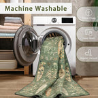 Washable Rugs 8x10 Area Rugs for Living Room,Bedroom,Dining Room- Large Ultra Soft Faux Wool Retro Carpet,Non Slip&Non-Shedding Low Pile Vintage Print Rug for Home Office Dorm-Grass Green