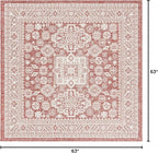 Rugs.com Outdoor Aztec Collection Rug – 5 Ft Square Rust Red Flatweave Rug Perfect for Living Rooms, Kitchens, Entryways