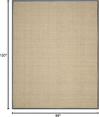 SAFAVIEH Area Rug 8x10 - Natural Fiber Collection - Large - Natural & Dark Grey, Seagrass, Basketweave Pattern (NF114Q)