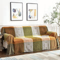 Boho Couch Cover - Hippie Chenille Jacquard Bohemian Chair Couch Sofa and Bed Furniture Cover with Colorful Tribal Pattern (Green, 87" x 102")