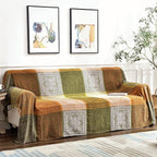 Boho Couch Cover - Hippie Chenille Jacquard Bohemian Chair Couch Sofa and Bed Furniture Cover with Colorful Tribal Pattern (Green, 87" x 102")