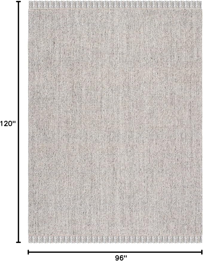 SAFAVIEH Area Rug 8x10 - Natural Fiber Collection - Large - Grey & Natural, Handmade Woven Jute, Fringe Detail, Ideal for Living Room, Bedroom, Dining Space (NF826F)