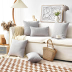 Home Brilliant Gray Pillow Covers Decor Burlap Lined Linen Throw Pillow Cases Cushion Covers for Sofa, Light Grey, Set of 4, 18 inch