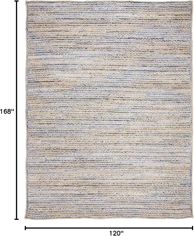 SAFAVIEH Cape Cod Collection 10' x 14' Natural/Blue CAP250A Handmade Flatweave Jute Living Room Dining Bedroom Area Rug