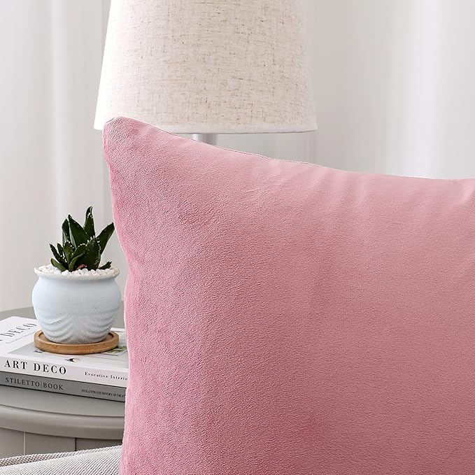 NiNi ALL Decorative Throw Pillow Covers Velvet 28x28 Inch Pack of 2 Pink Cushion Covers Soft for Couch Sofa Bedroom Living Room Outdoor