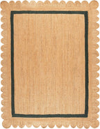 SAFAVIEH 8x10 Area Rug - Natural Fiber Collection - Large - Natural & Dark Green, Handmade Jute, Ideal for Living Room, Bedroom, Dining Space (NF896Y)