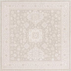 Rugs.com Outdoor Aztec Collection Rug – 10 Ft Square Light Gray Flatweave Rug Perfect for Living Rooms, Kitchens, Entryways