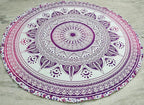 Round Beach Tapestry Turquoise Mandala Throw/Boho Hippie Beach Blanket Roundie/Indian Cotton Bohemian Large Round Table Cloth-Home Decor/Yoga Mat Meditation Picnic Rug (70", Pink)