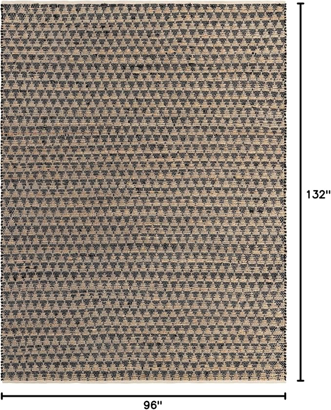 Unique Loom Chindi Jute Collection Area Rug (8' x 11' Rectangle, Black/ Natural)