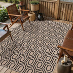 Tangsoo Modern Easy Jute Rug 4x6 for Paito,Ultra Thin Outdoor Washable Rug,Neutral Geometric Non-Slip Indoor Door Carpet Farmhouse Throw Mat for Bedroom Front Blacony Living Room