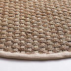 SAFAVIEH Area Rug 7' Round - Natural Fiber Collection - Natural & Ivory, Seagrass, Basketweave Pattern with Border (NF114J)