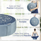 Hihealer Meditation Cushion, Traditional Tibetan Meditation Pillow Velvet Cover - Large Floor Cushion Seating for Adults - Yoga Buckwheat Bolster for Women、Moms