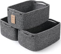 3-Pack Storage Baskets for Organizing | Woven Shelf Toy Basket | Rope Baskets for Gifts Empty | Closet Organizer Bins with Handles | Cube Decorative Box | 13.7×7.1×6.7” | Mixed Black