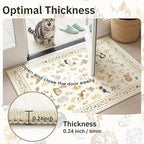 Cat 6x9 Area Rugs for Living Room, Machine Washable Animal Floral Vintage Rug Non-Slip Low Pile Soft Throw Rugs for Bedroom Dining Room Kitchen Nursery Playroom (6 x 9,Beige)