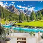 Accnicc Nature Forest Mountain Tapestry Green Pine Tree Wall Tapestry for Bedroom Aesthetic River Landscape Small Tapestries Wall Hanging for Dorm Living Room Decor 60 x 44 Inch