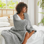 Madison Park Casual Acrylic Chunky Twice Knit Throw with Charcoal MP50-7315