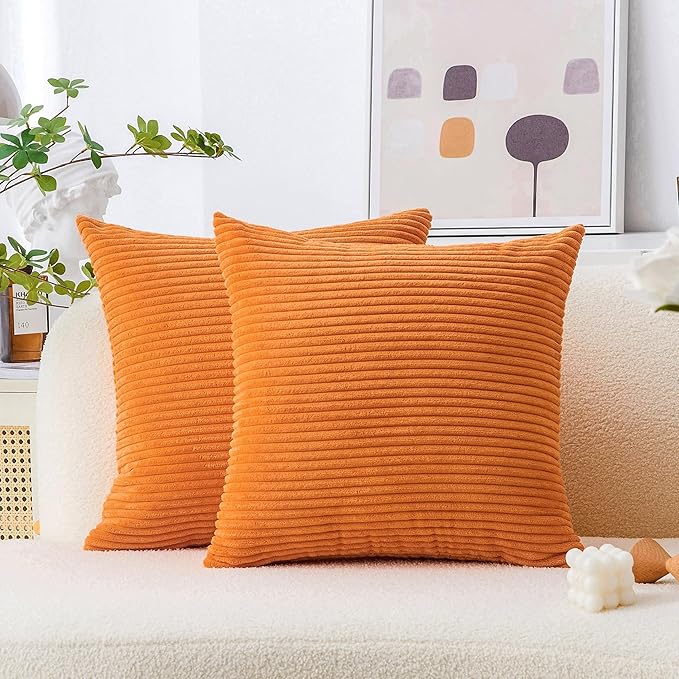 Home Brilliant Burnt Orange Euro Shams Set of 2 Fall Pillow Covers Super Soft Large Decorative Throw Pillow Covers for Thanksgiving Patio Living Room, 26x26 inch, Orange