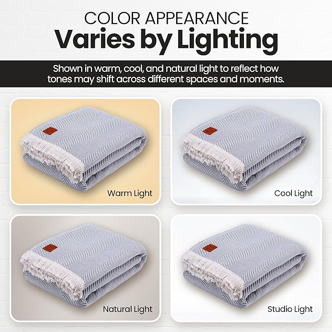 Gold Case Throw Blanket for Bed - 100% Recycled Turkish Cotton Blanket - Elegant Lightweight Soft Throw Blankets for Bed & Living Room - Twin Size Cozy Blankets - 71x90 - Grey