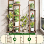 EnHomee 10 Tiers Plant Stand, Indoor Plant Stand with 14-18 Pots, Wood Plants Shelves for Living Room, Patio, Balcony, Yard, Garden, 44.8''W×11.6''D×47''H