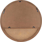 24 Inch Rattan Round Mirror, Vintage Hand-Woven Wooden Framed Wall Mirror for Living Room, Bedroom, Bathroom, Entryway Decor, Natural Hanging Decorative Mirrors for Indoor Wall Art