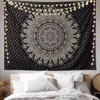 Edeesky Black Mandala Tapestry Wall Hanging Psychedelic Medallion Wall Tapestry Aesthetic Indian Hippie Decor Bohemian Art Boho Home Decoration Blanket for Bedroom,Living Room,Dorm
