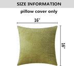 Home Brilliant Spring Pillow Covers Corduroy 16x16 Throw Pillows for Couch Striped Velvet Cushion Covers for Bed Decor, Set of 2, 16 x 16 Inch, Grass Green