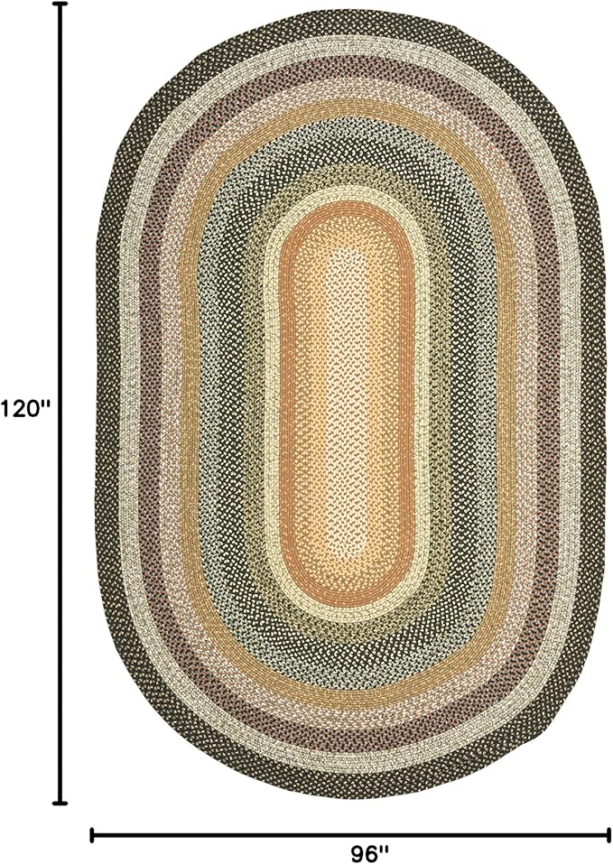 SAFAVIEH Washable Rug Outdoor Braided Collection - 8' x 10' Oval, Multi, Handmade & Reversible, Non-Shedding & Easy to Clean, Ideal for Patio, Backyard, Mudroom (BRD308A)