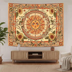Accnicc Yellow Sun Tapestry Boho Floral Sunflower Plant Wall Tapestry for Bedroom Aesthetic Vintage Flower Celestial Small Tapestries Wall Hanging for Dorm Living Room Decor 60 x 44 Inch