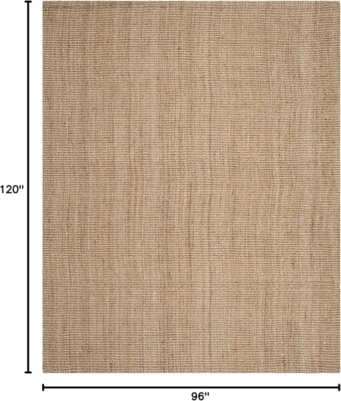 SAFAVIEH Natural Fiber Collection Area Rug - 8' x 10', Natural, Handmade Farmhouse Jute, Ideal for High Traffic Areas in Living Room, Bedroom (NF730C)