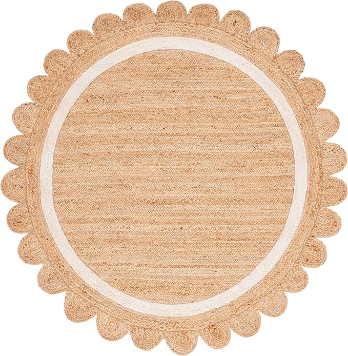 SAFAVIEH Natural Fiber Collection Area Rug - 4' Round, Natural/Ivory, Geometric Design, Ideal for High Traffic Areas in Living Room, Bedroom, Dining (NF896A)