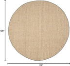 SAFAVIEH Area Rug 9' Round - Natural Fiber Collection - Natural & Grey, Seagrass, Basketweave Pattern with Border (NF114P)