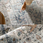 5x7 Area Rugs for Living Room: Washable Bedroom Rug Boho Vintage Rugs Stain Resistant Non Slip Low Pile Soft Lightweight Carpet for Kitchen Dining Room Farmhouse Nursery Kids Room Home Office
