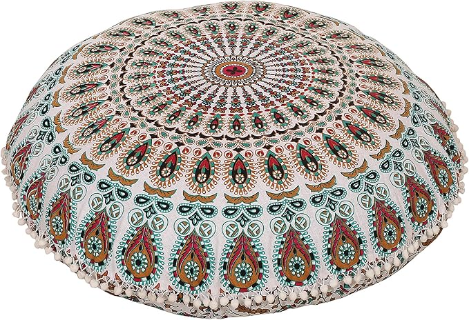 32" Mandala Bohemian Yoga Meditation Floor Pillow Cushion Seating Throw Cover Hippie Decorative Cover