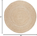 SAFAVIEH Natural Fiber Collection Area Rug - 7' Round, Natural & Ivory, Handmade Boho Charm Braided Jute, Ideal for High Traffic Areas in Living Room, Bedroom (NF804B)