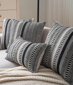 Boho Throw Pillow Covers 12x20 Inch Set of 2, Farmhouse Decorative Couch Pillow Cases, Black Accent Pillows of Bed, Sofa Bedroom Living Room Home Decor Cushion Cover