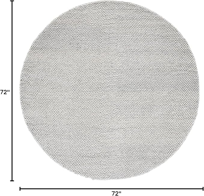 SAFAVIEH Natura Collection Area Rug - 6' Round, Silver, Handmade Wool Blend, Textured Design, Ideal for Living Room, Bedroom, Dining Space (NAT425G)