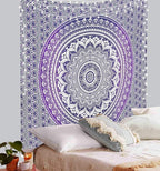 ANJANIYA Ombre Wall Hanging Bohemian Tapestry, Metallic Wall Art Bedspread, Psychedelic Hippie Mandala Dorm Décor for Hanging, Bedding, Beach Coverlet Curtain, Purple Blue, 54"X60"