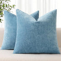 decorUhome Chenille Grey Blue Spring Euro Sham Throw Pillow Covers 22x22 Inch Set of 2, Decorative Soft Couch Pillow Covers Solid Dyed Accent Farmhouse Neutral Square Pillow Cases for Sofa