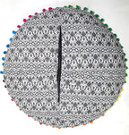 CRAFT KALA Boho Large Floor Pillow Pouf Cover Mandala Meditation Room Pillow Cover for Adults Round Bohemian Seating Pouf Cushion Cover for Kids Playroom 22" Grey Ombre