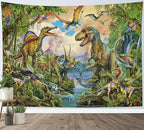 LB Dinosaur Tapestry Wild Animal Wall Hanging Tropical Plants Tapestries for Kids Bedroom Living Room Dorm Wall Decor Boys Birthday Party Backgroud,59x51 Inch